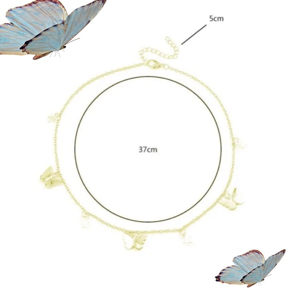 Gold Butterflies And Stars Choker Chain Necklace - Picture 5 of 7